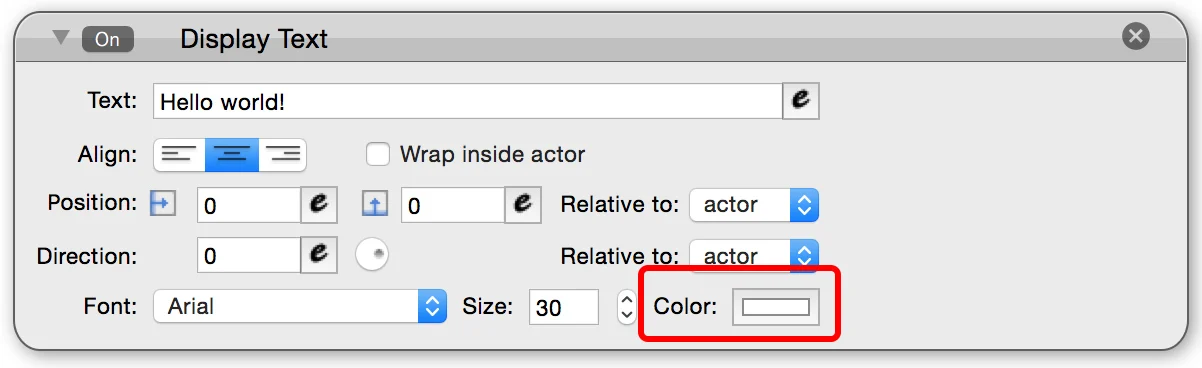Text colour example