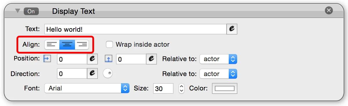 Alignment options