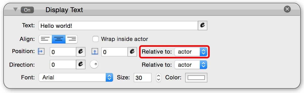 Relative to actor or scene