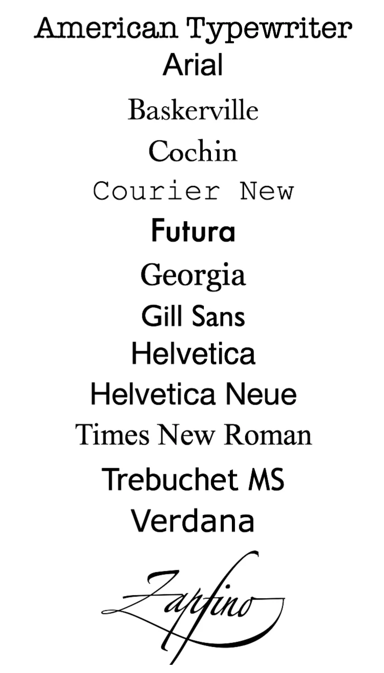 Available fonts