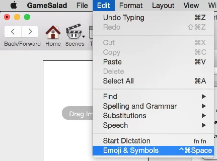 Special characters menu